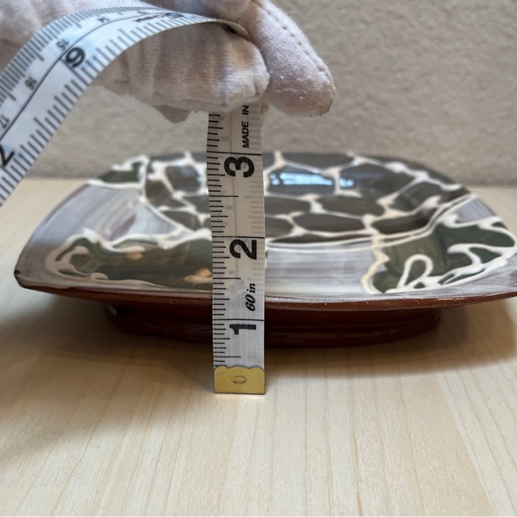 Square Turtle Plate, Square, Artist Made, Terra Cotta with Slip & Glaze. - Picture 6 of 9